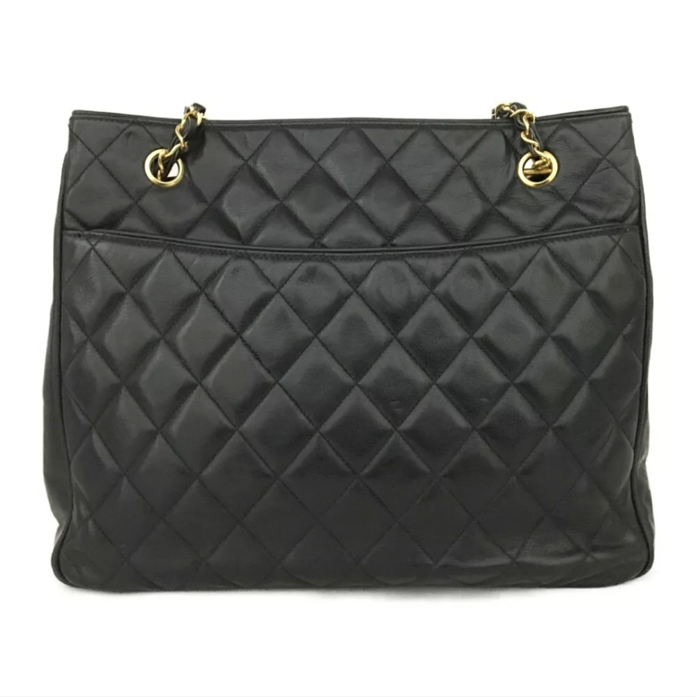 CHANEL CC Logo Lambskin Chain Large Shoulder Tote Bag - Picture 5 of 12